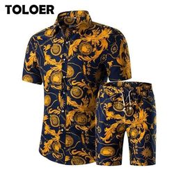 Fashion Floral Print Shirts Shorts Set Men 2020 Summer Short Sleeve Shirts Casual Men Clothing Sets Tracksuit Male Plus Size LJ201125