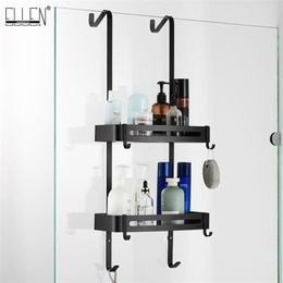 Black Hanging Bath Shelves Bathroom Shelf Organiser Nailfree Shampoo Holder Storage Shelf Rack Bathroom Basket Holder EL5018 220527