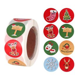 Gift Wrap 500pcs Round 4 Designs Merry Christmas Decor For Home Thank You Sticker Vintage Scrapbooking MaterialGift