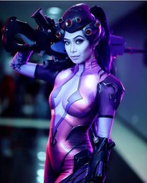 Halloween Widowmaker Cosplay Costume Women Female Girls Suit Zentai Superhero Bodysuit Adults/Kids