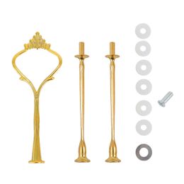 300sets Metal 3 Tier Cake Plate Stand Handle Fitting Silver Gold Wedding Party Crown Rod Kitchen Dinnerware Dessert Tool
