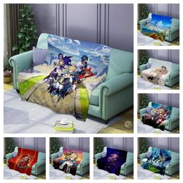 Blankets Anime Genshin Impact Jean Klee Cartoon Pattern Office Siesta For Bedroom Sofa Travel Car DIY Soft Warm Flannel Fleece Blanket