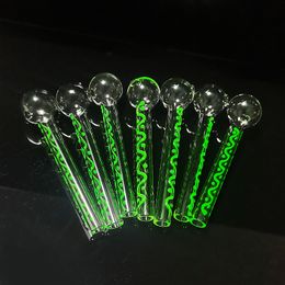 Green Colourful Luminous Oil burner Pipes Glow In The Dark 4.1 Inch Glass Hand Pipe Thickness Glass Nail Great Gifts Pyrex Clear Water Bubbler Smoking Tubes Accessories