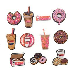 Hamburger Milk Tea Croc Charms Pvc Shoe Parts Accessories Decoration Buckle Charm Clog Pins Buttons