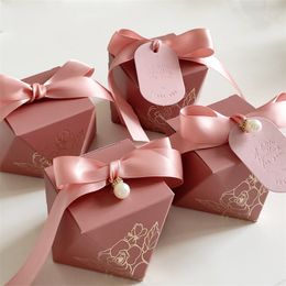 Gift Box Diamond Shape Paper Candy es Chocolate Packaging Wedding Favours for Guests Baby Shower Birthday Party 220427