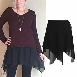 Women Irregular Chiffon Skirt Extender ALine Half Extended Skirt Shirt Extender 210311