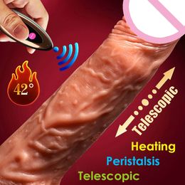 Realistic Dildo Remote Control Vibrator Female Masturbation sexy Toy Sucker Fixed Telescopic Swing Heating Vibrating Penis Adult