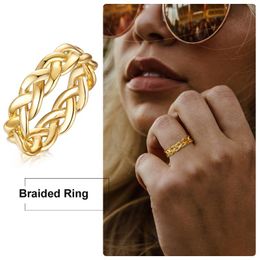 Cluster Rings 5mm Braided Ring For Women Chunky Rope Chain Design Stainless Steel Wedding Brand Statement Geometric Finger Jewelry