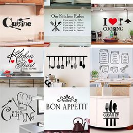 Kitchen Wall Stickers Vinyl Wall Decals for Kitchen English Quote Home Decor Art Decorative Stickers PVC Dining Room For Bar PVC 220727