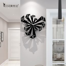 MEISD Quality Acrylic Clocks Modern Quartz Watch Creative Wall Hanging Living Room Black Horloge Home Decor Free Shipment 210325