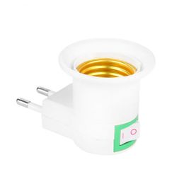 Lamp Holders & Bases Practical White E27 LED Light Socket 220V Bulb Holder To EU Plug With Switch Round Foot Wall Type Mobile ShadesLamp