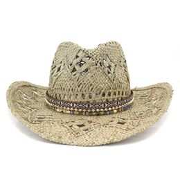 Cowboy Jazz Straw Hat Men Women Beach Sun Hat Woman Man Shade Hats Summer Wide Brim Cap Men's Caps Mens Handmade Sunhat Outdoor Fashion Accessories