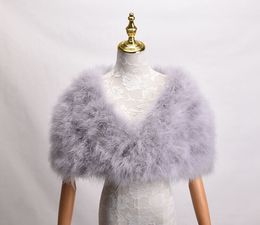 Real Ostrich Feather Fur Shawl Wraps Cape Bride Wedding Party Accessories Black