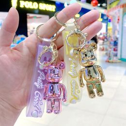 Cartoon bear keychain for women Female cute metal bears doll car key chain lovers schoolbag pendant birthday gift