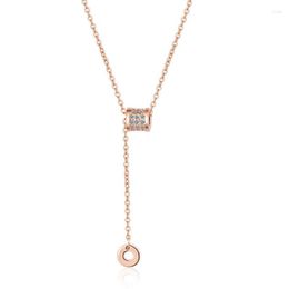 Luxury Rose Gold Dainty Geometric Pendant Necklace For Women 925 Sterling Silver Simple Aesthetic Clavicle Chain Jewelry Gifts Chains