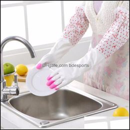 Cleaning Gloves Household Tools Housekee Organisation Home Garden One Pair Thick Natural Rubber Kitchen Long 52Cm/20.47Inch Drop Delivery