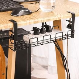 Hooks & Rails Desk Cable Under Management Wire Organiser Tray Rack Cord Storage Basket For Holder Shelf Metal Box Home Cabinet UndershelfHoo