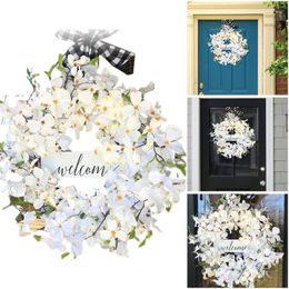 Decorative Flowers & Wreaths Flower Wreath Hanging Welcome Sign For Holiday Home Wall Windows Decor Cloth Farmhouse Pendant Garland Easy