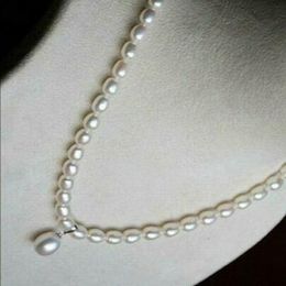 18" 5-6mm real natural akoya white Baroque pearl necklace 14k white clasp