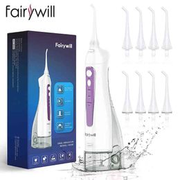 Fairywill Dental Teeth Cleaner Waterproof Portable Electric Water Flosser Oral Irrigator Rechargeable Jet 220510