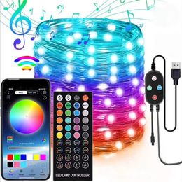 LED String Light USB Smart Garland Bluetooth App Control Lamp Bedroon Fairy Light Holiday Party Decor Garden Street Floodlight 220408