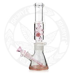 Pink High quality 12 inches heady hookah glycerin coil bong freezable chilled bulid glass smoking water pipe for girl