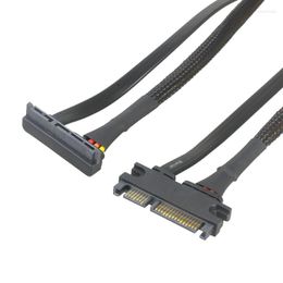 Computer Cables & Connectors 22Pin SATA Male To 90 Degree Angled Female Serial Cable Data Cord Line Extension Nylon Sleeved BlackComputer