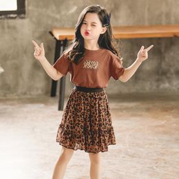 Clothing Sets Girls Set 2022 Summer Fashion Leopard Kids Suit Baby Girl Clothes Children Shirt And Skirt Two Pieces #6270Clothing