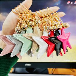 Star Keychains Fobs PU Leather Pendant Key Chains Rings Accessories Fashion Design Car Keyrings Holder Women Men Bag Charms Cute Handbag