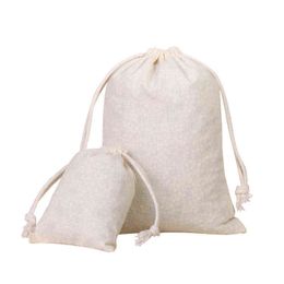 muslin pouches Canada - 10 pcs lot Natural Cotton Storage Bags with Drawstring Wedding Party Gift Packaging Pouch Grocery Organic Muslin Dust Bag AA220318
