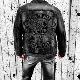 2022 Denim Jacket Men Retro Black Skulls Embroidery Designer Ripped Jeans Coats Streetwear Hip Hop Chaqueta Men's Denim Jacket Y220803