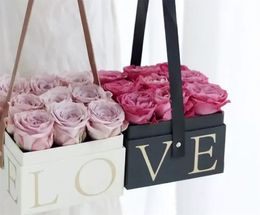 Flowers Box With Handhold Hug Bucket Rose Florist Gift Party Gift Packing Cardboard Packaging Box Bag EE