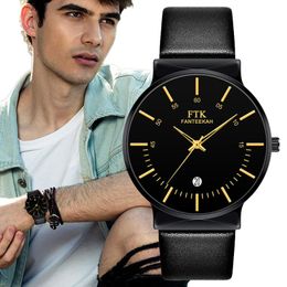 Wristwatches Men Watches Luxury Fashion Sport Calendar Mens Business Simplicity Watch Ultra Thin PU Leather Quartz Wrist Reloj HombreWristwa