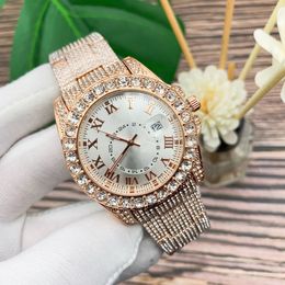 Mens Watch Fashion Casual Style Diamond Watches Rose Gold With Calendar Dial 41mm