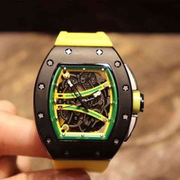 Richard''s Millie Mechanics Watch Date Luxury Mens Watch Wristwatch Business Leisure Rm61-01 Multifunctional Automatic Machine Black Steel Tape