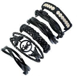scorpion Braid Series Men woman cowhide Bracelet DIY Beaded Strands black Combination suit Bracelet 6styles/1set