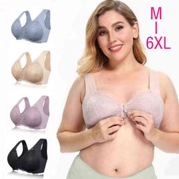 Front Button Sexy Edges Bra No Steel Ring No Track Large Size Vest Beautiful Back Breast Breastfeeding Bra L220726