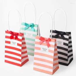 Gift Wrap 10Pcs Paper Stripe Bag Packaging Candy Cookie Present Packing Favour Kraft Bonbonniere Wedding Party Goodie Bags For SweetsGift