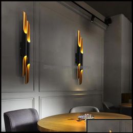 Wall Lamp Home Deco El Supplies Garden El Modern Design Delightfl Coltrane Black Gold Inclined Light Up Down Aluminium Pipe Lights Drop Del