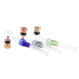 Portable skull glass oil burner pipe smoking Portable pipes Aluminium alloy Pipe with Coloured metal pipes 20PCS