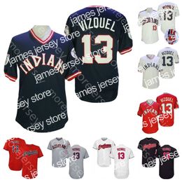 New Omar Vizquel Jersey Vintage Salute to Service White Button Turn Back Navy Grey Red Player Pullover Drop Shipping Size S-3XL