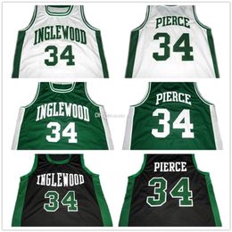 Nikivip Paul Pierce #34 Inglewood High School White Green Black Retro Basketball Jerseys Mens Stitched Custom Any Number Name