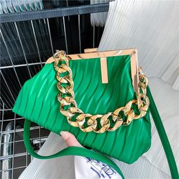 Evening Bags Thick Chain Metal Frame Small Clutch PU One Shoulder Crossbody Bag Ladies Summer Fashion Brand Handbags And PursesEvening