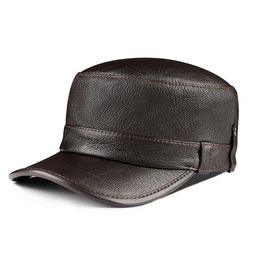 Berets Genuine Goatskin Leather Brand Caps Hat Army Military Hats Simple Fashion Women Men Flat Cap Snapback CapBerets