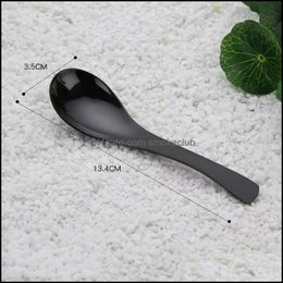 Spoons Flatware Kitchen Dining Bar Home Garden Stainless Steel Spoon Creative Soup Solid Ice Cream Coffee Teaspoon Dessert Kitchen Access