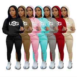 Tracksuits Women Clothing Fall Winter Outfits 2 Piece Set Tracksuit Letter Print Jogging Hooded Wholesale Items for Business Pullover K10186
