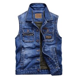 Men Fashion European Style Cowboy Waistcoat Sleeveless Jacket Top Quality Denim Jacket Men Jeans Vest Plus Size 5XL 6XL 201127