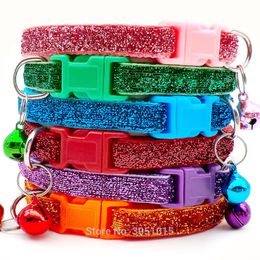 wholesale 100Pcs Adjustable Dog Collars Pet Collars With Bells Charm Necklace Collar For Little Dogs Cat Collars Pet Supplies 201030