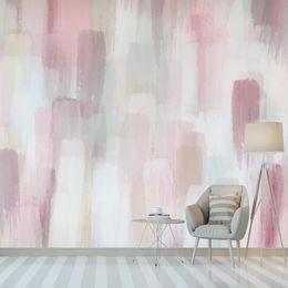 Wallpapers Custom Self-Adhesive Wallpaper Modern Pink Abstract Watercolour Painting Po Wall Mural Living Room Bedroom Art 3D StickerWallpaper