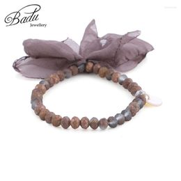 Beaded Strands Badu Matte Colour Crystal Bracelet Brow Beads Grey Yarn Flower Pendant Charms Bracelets For Girls Wholesale Drop Trum22